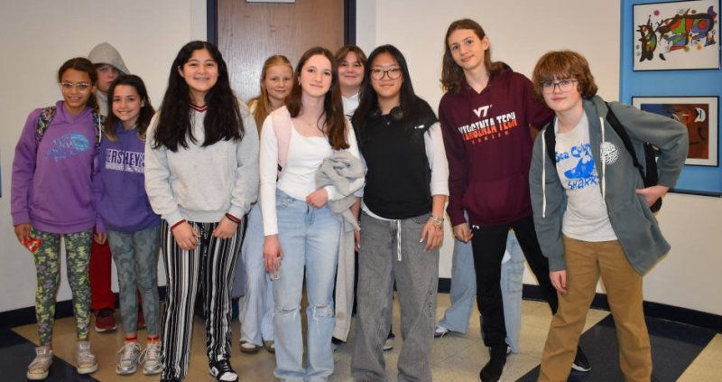 Beacon Middle School Math League eighth-grade team members shown are (l-r) Angelina Rodriguez, David Abbott, Everly Otens, Iliana Bolanos Garcia, Emma Lewis, Charlotte Gilman, Lila Lanouette, Chloe Yeung, Gavin Serman and Zach Day. SUBMITTED PHOTO